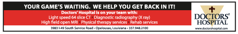 Banner: Doctors' Hospital. Your game's waiting. We help you get back in it!